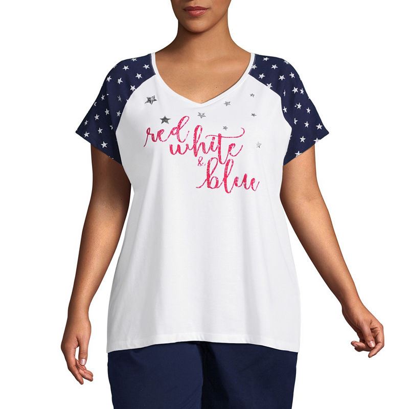 St. John's Bay Short Sleeve Americana Baseball Tee - Plus - ADDROS.COM